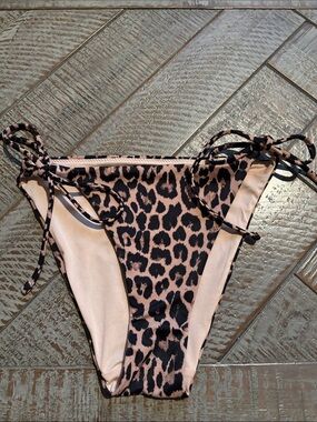 Victoria's Secret Tan and Black Leopard Print String Bikini Bottoms